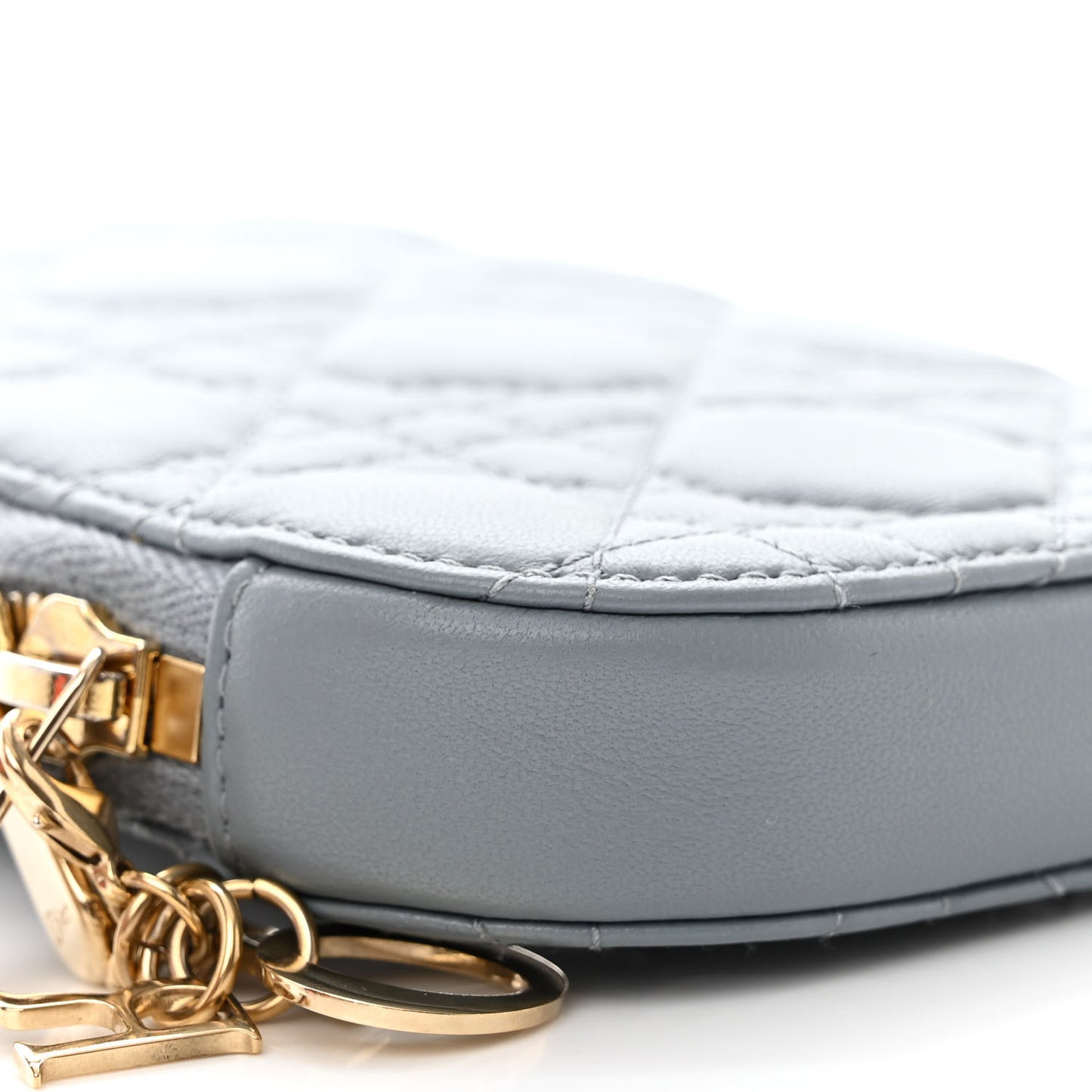 Lambskin Cannage Lady Dior Phone Holder Cloud Blue