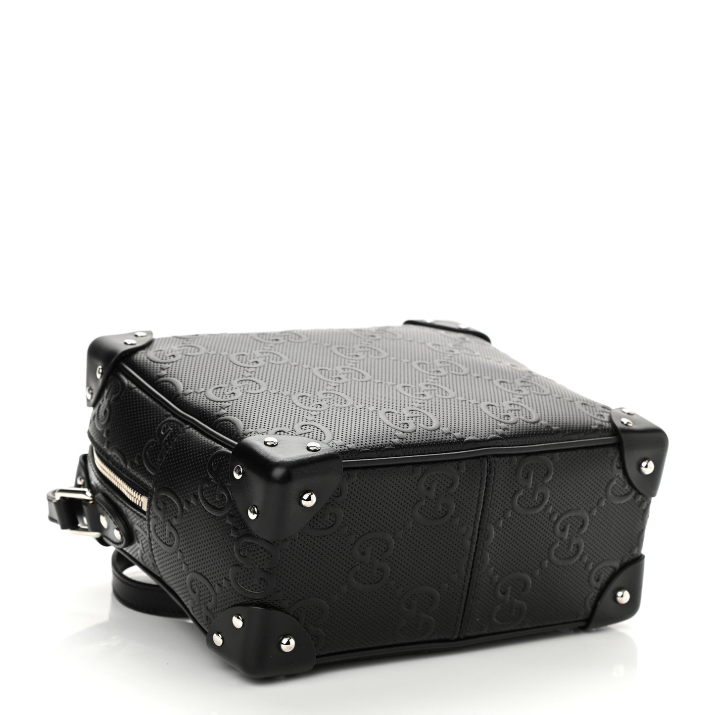 Calfskin GG Tennis Embossed Square Messenger Bag Black