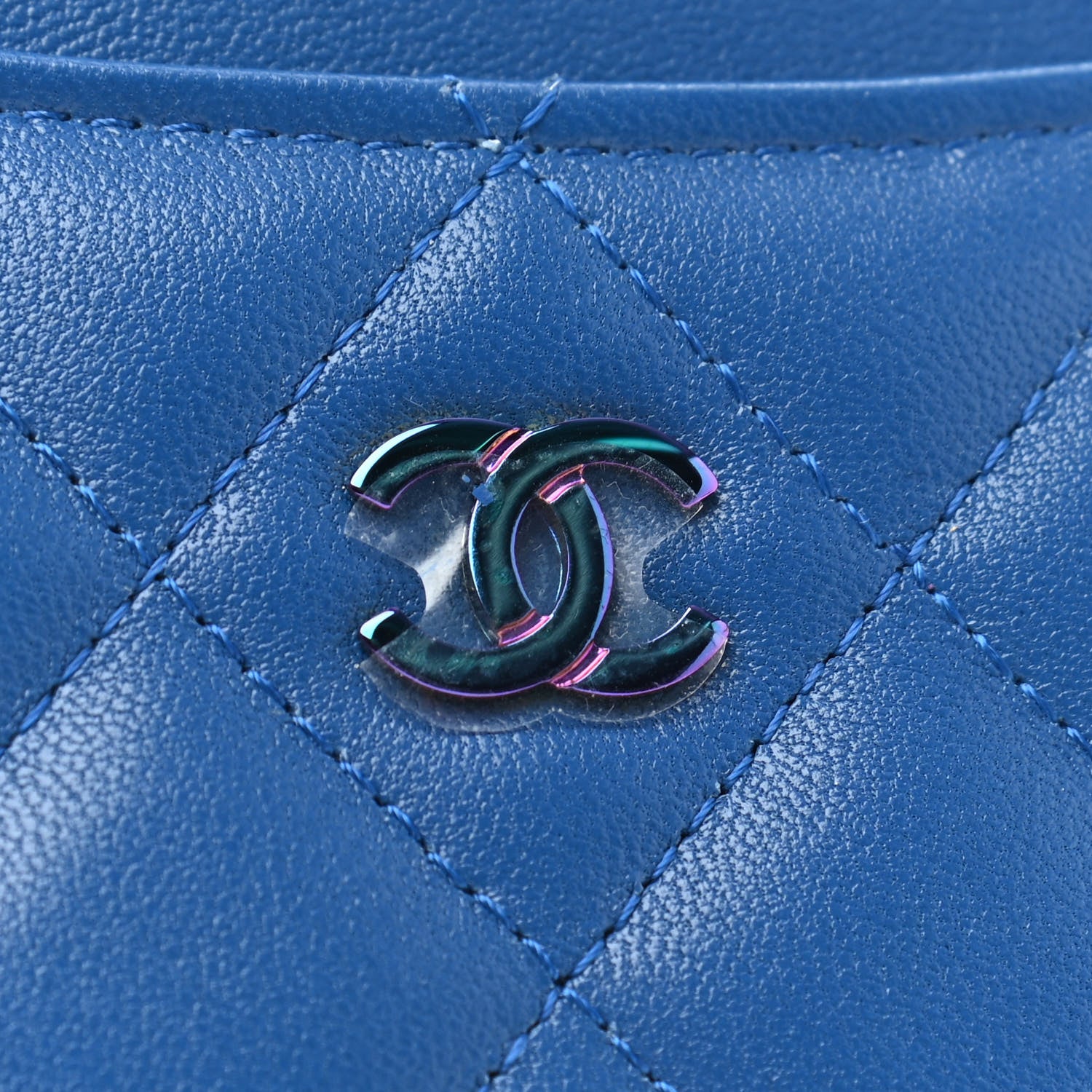 Chanel Lambskin Quilted Card Holder Blue Pink 8 of 9
