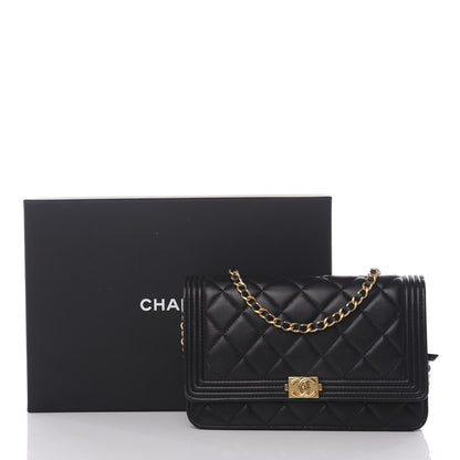 Chanel Lambskin Quilted Boy Wallet On Chain WOC Black 12 of 12