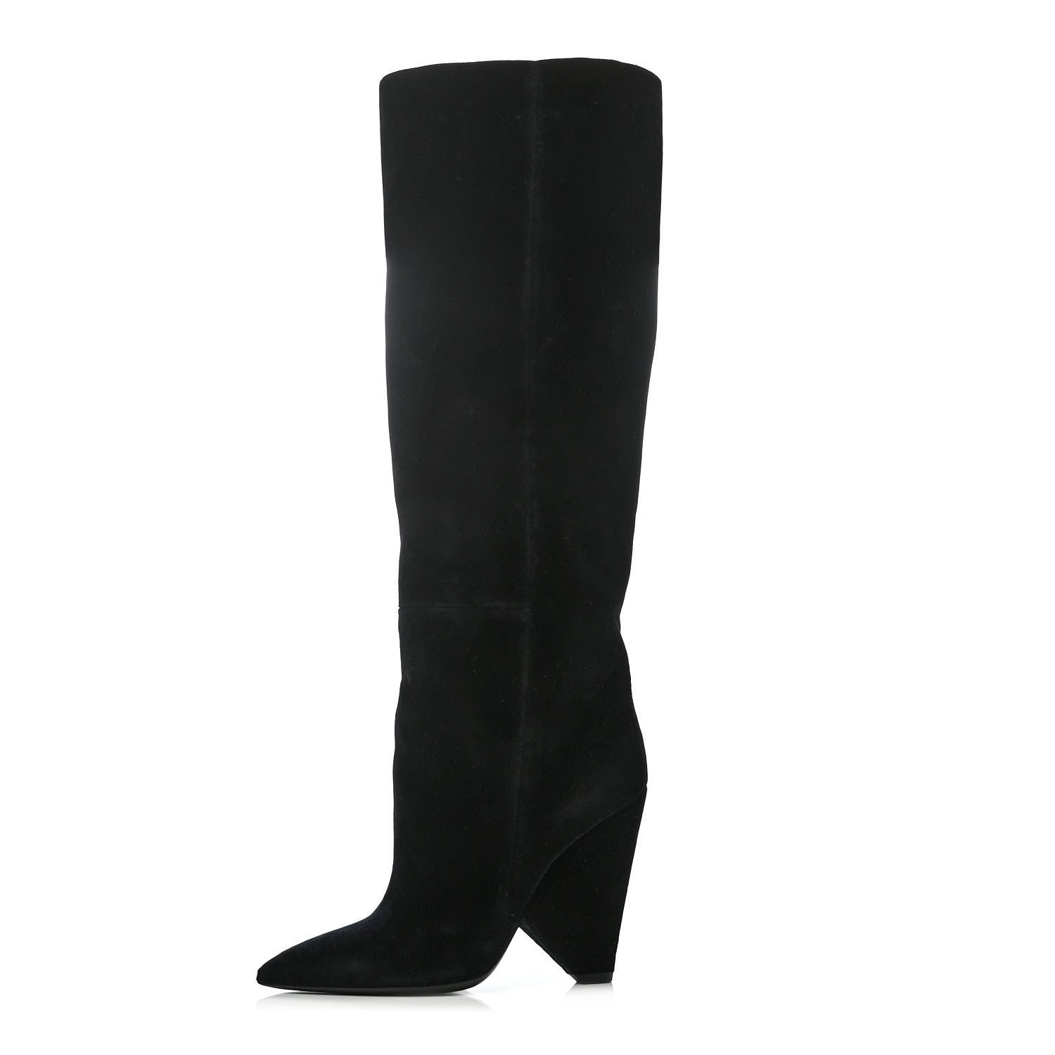 Saint Laurent Velvet Niki 105 Thigh High Boots 36 Black 1 of 7