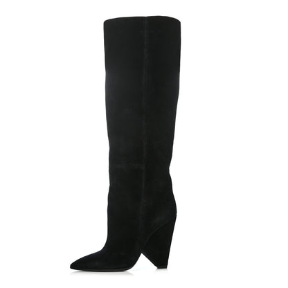Saint Laurent Velvet Niki 105 Thigh High Boots 36 Black 1 of 7