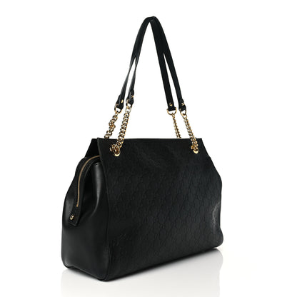 Gucci Guccissima Signature Large Shoulder Tote Bag Black 2 of 10
