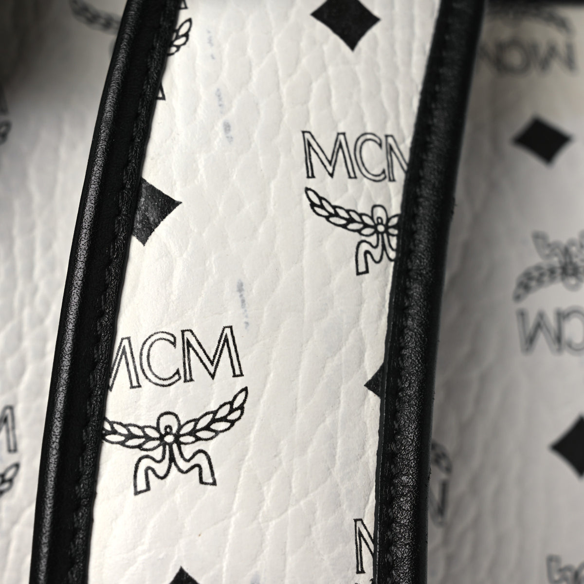 MCM Unisex Visetos Stark Studded Backpack White Black Monogram Luxury MCM Stark Visetos Canvas Backpack White main image 2