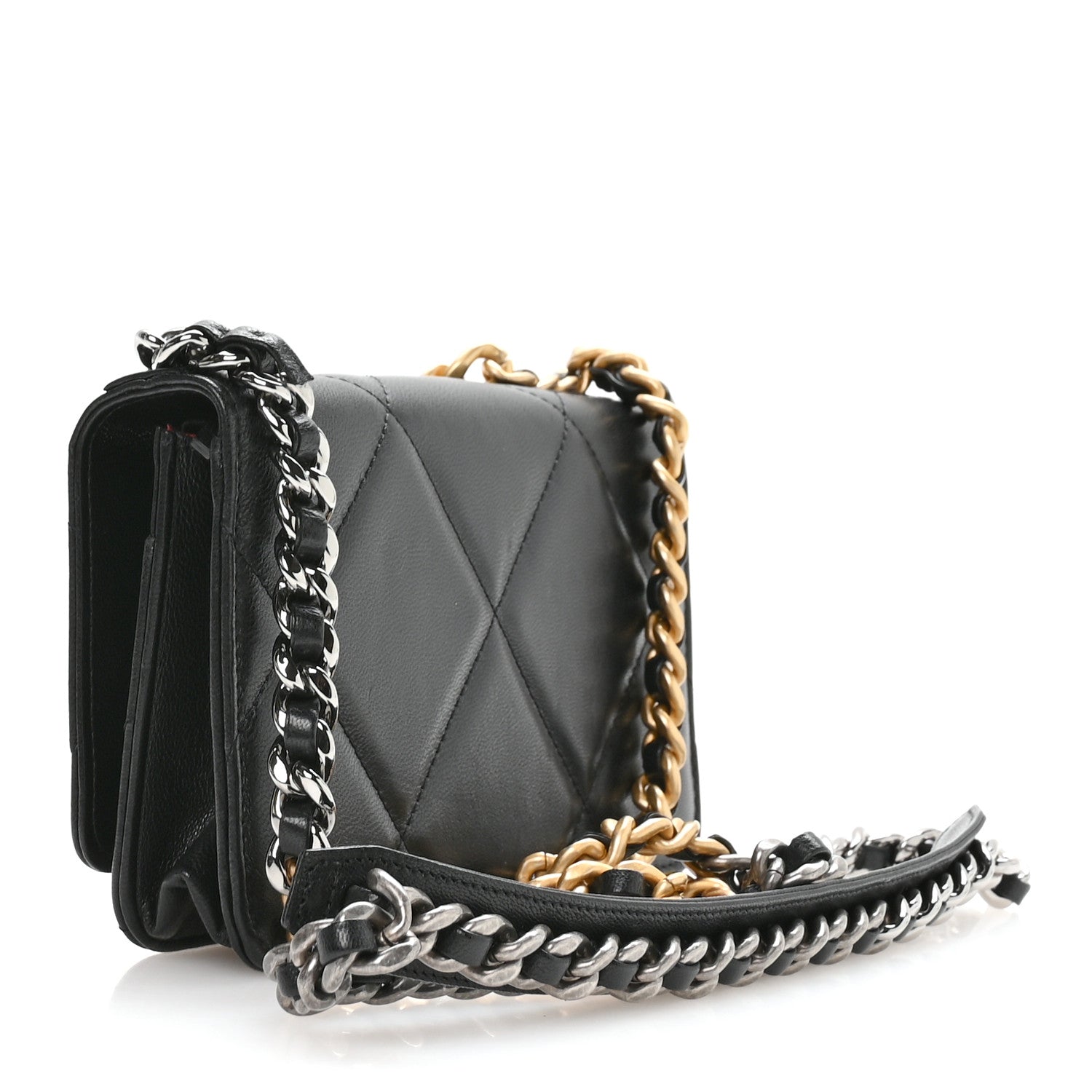 Chanel Lambskin Quilted Chanel 19 Wallet On Chain WOC Black 4 of 23