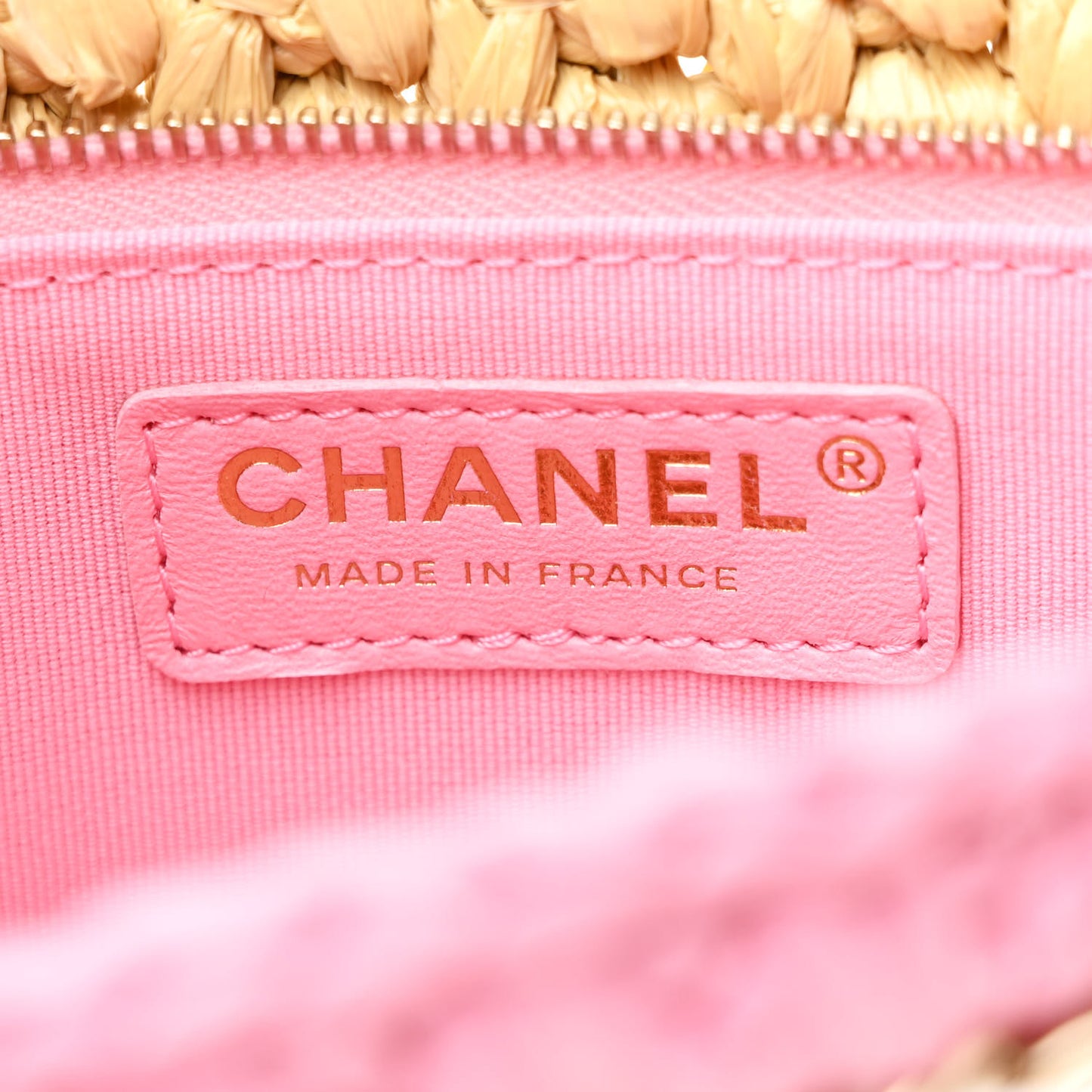 Raffia Chain Venice Beach Flap Bag Beige Pink