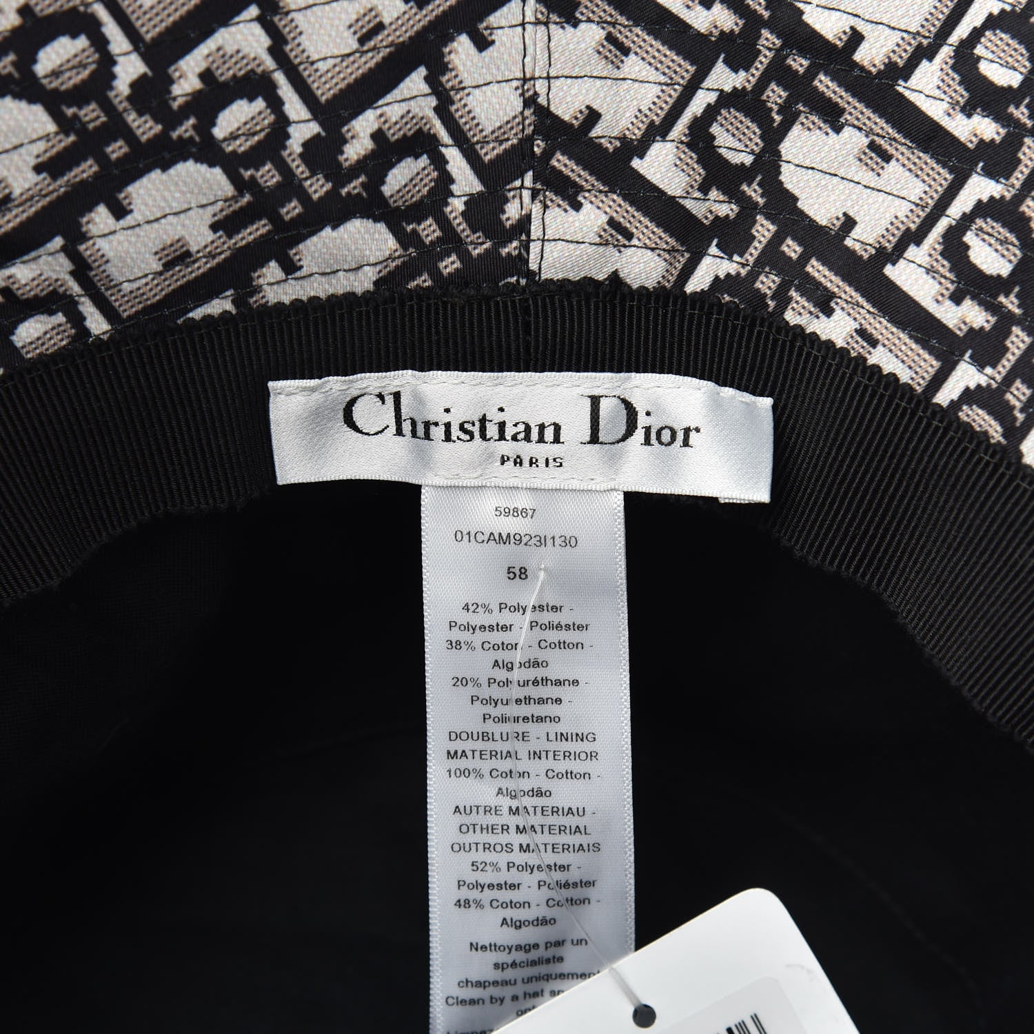 Christian Dior Camouflage Logo Bucket Hat 58 Black 5 of 6