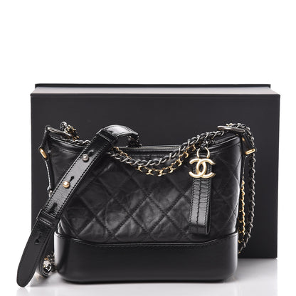 Chanel Aged Calfskin Quilted Small Gabrielle Hobo Black 11 of 11