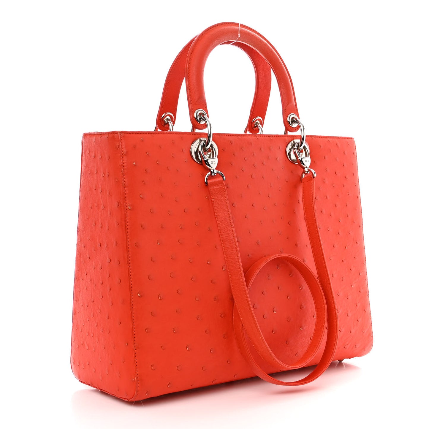 Ostrich Large Lady Dior Orange