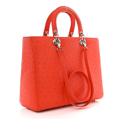 Christian Dior Ostrich Large Lady Dior Orange 3 of 11