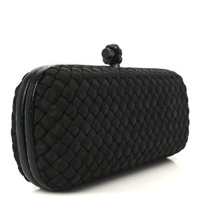 Bottega Veneta Satin Ayers Intreccio Impero Stretch Knot Clutch Black 3 of 7