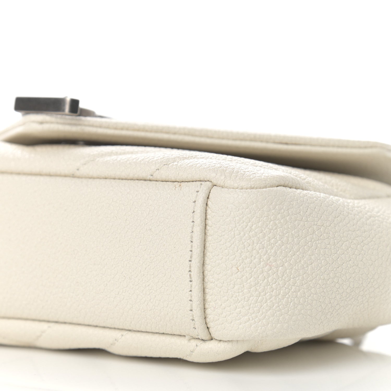 Saint Laurent Grained Calfskin Matelasse Chevron Monogram Classic Baby Chain Bag White 11 of 11