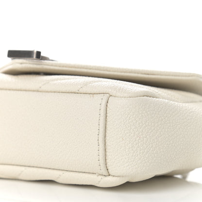 Saint Laurent Grained Calfskin Matelasse Chevron Monogram Classic Baby Chain Bag White 11 of 11