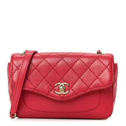 Chanel Goatskin Quilted Coco Curve Flap Messenger Flap Red 1 of 11