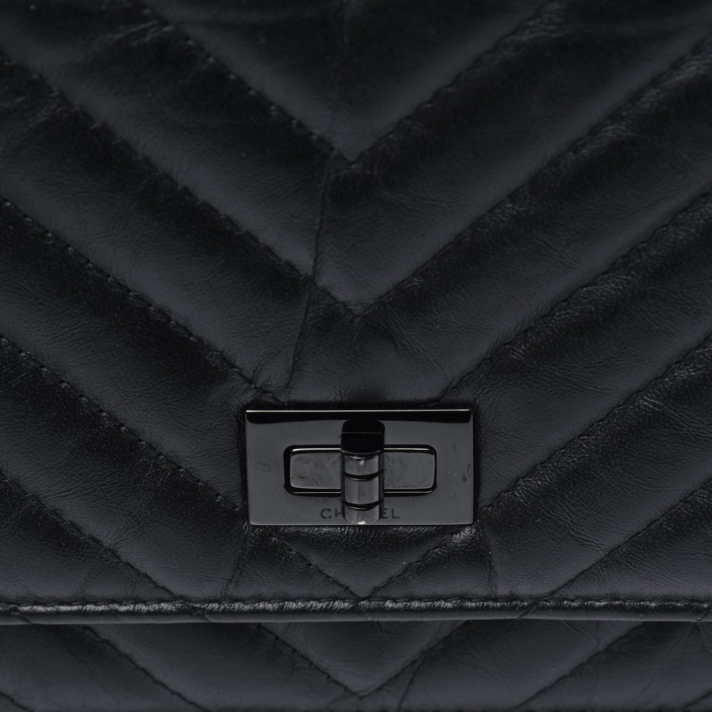 Aged Calfskin Chevron Quilted Reissue Wallet On Chain WOC So Black