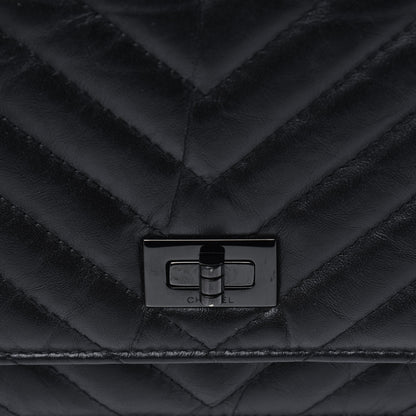 Chanel Aged Calfskin Chevron Quilted Reissue Wallet On Chain WOC So Black 12 of 13