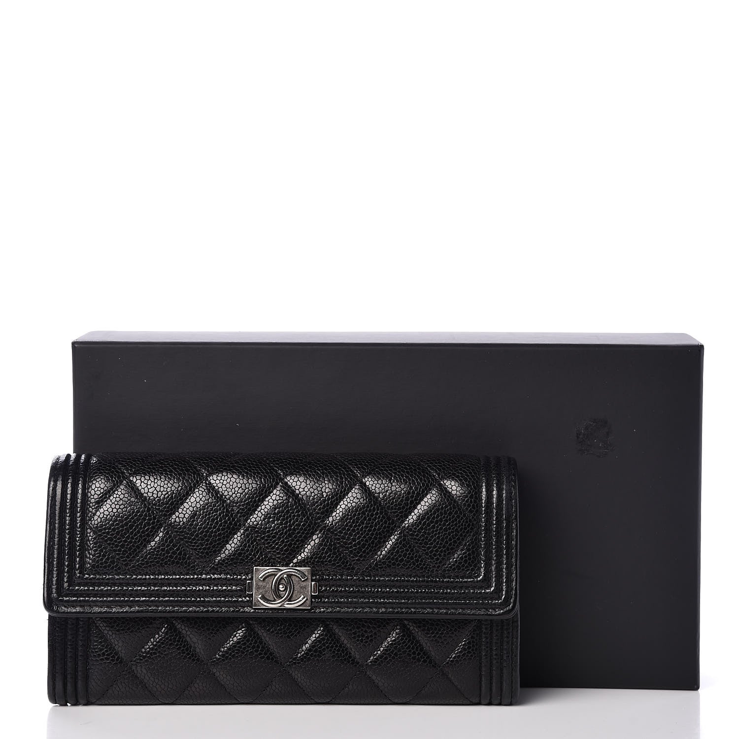 Chanel Caviar Quilted Large Boy Gusset Flap Wallet Black 16 of 16