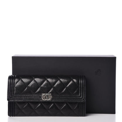 Chanel Caviar Quilted Large Boy Gusset Flap Wallet Black 16 of 16