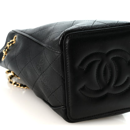 Chanel Lambskin Quilted Mini Bucket Bag With Chain  Black 17 of 19