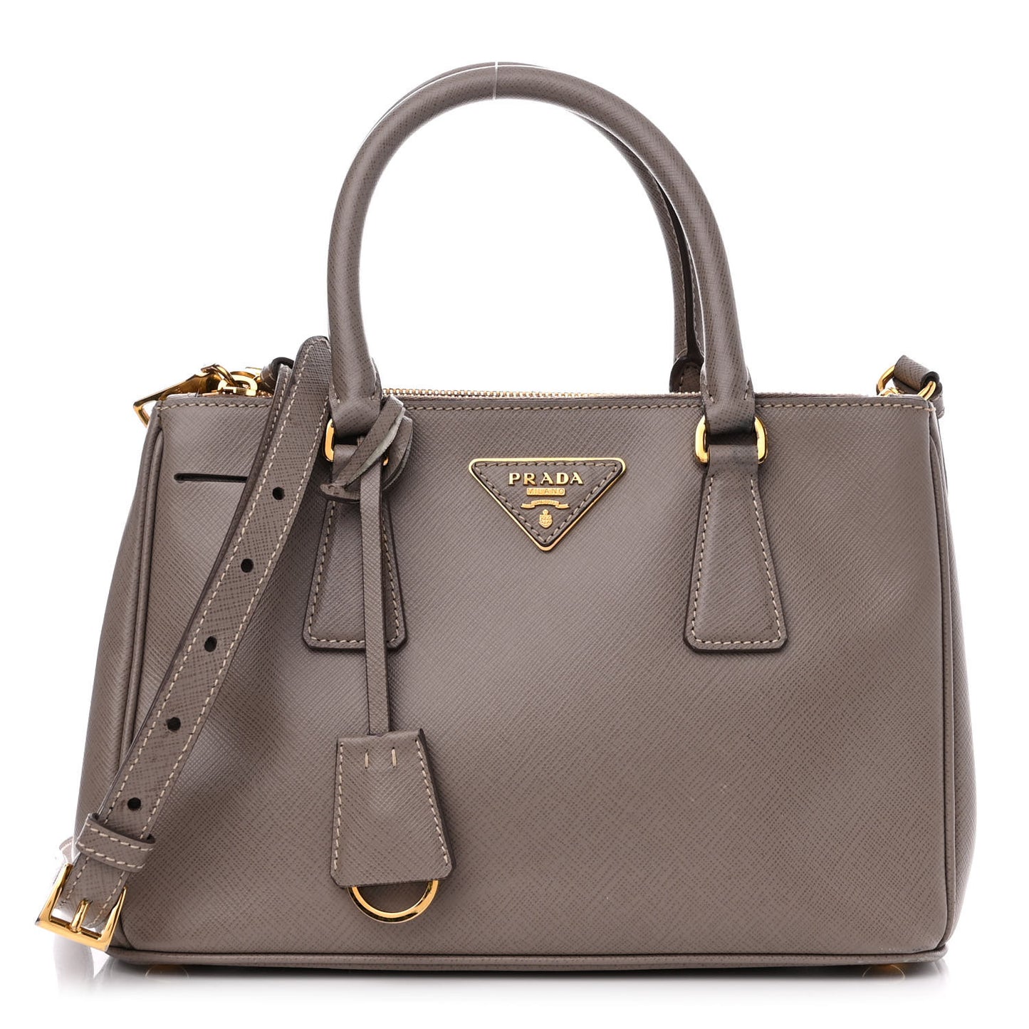 Saffiano Small Galleria Double Zip Tote Argilla