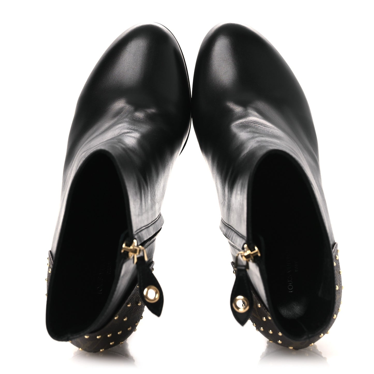 Soft Calfskin Monogram Afterglow Platform Ankle Boots 38.5 Black