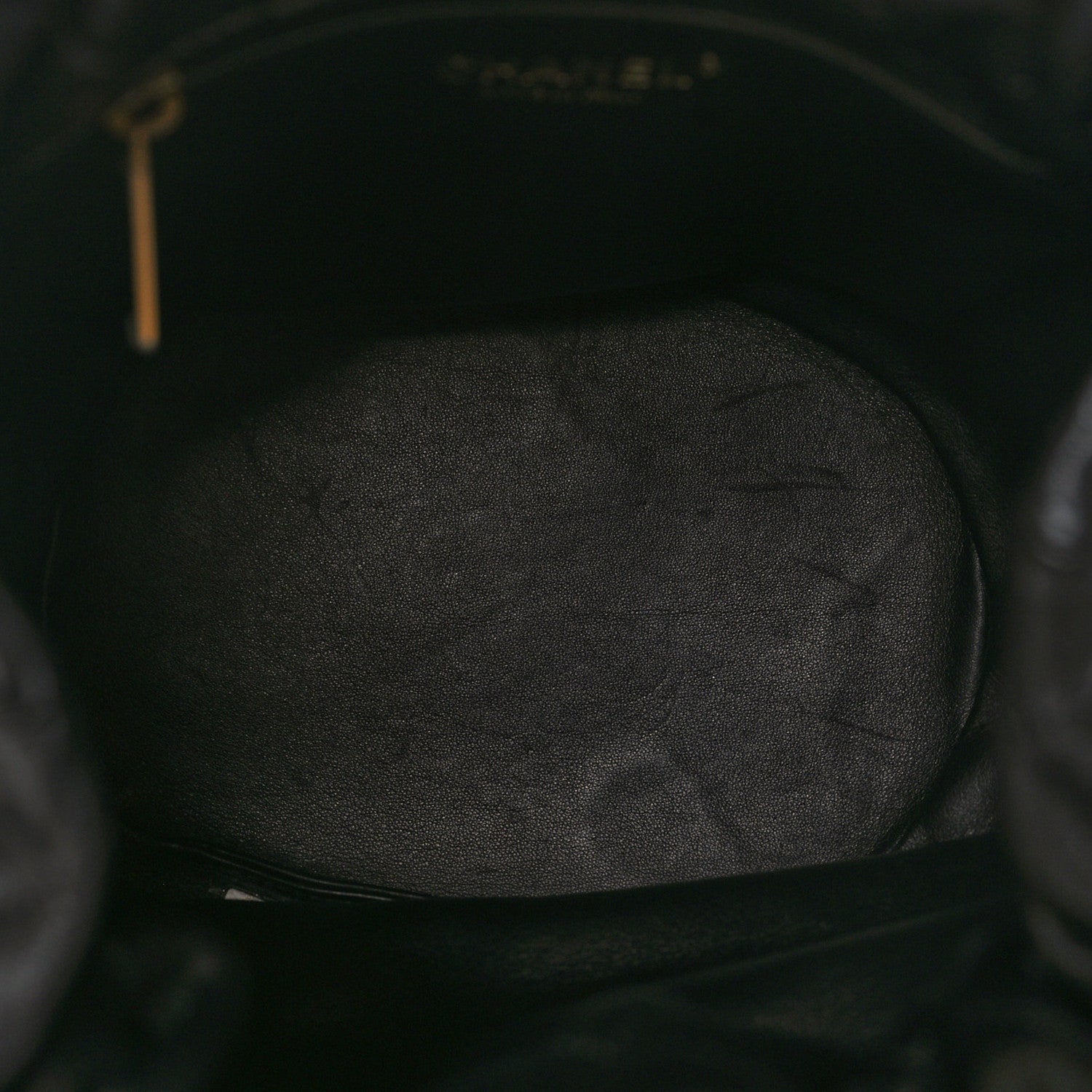 Chanel Shiny Lambskin Quilted Chain Is More Drawstring Bag Black 5 of 9