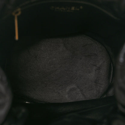 Chanel Shiny Lambskin Quilted Chain Is More Drawstring Bag Black 5 of 9