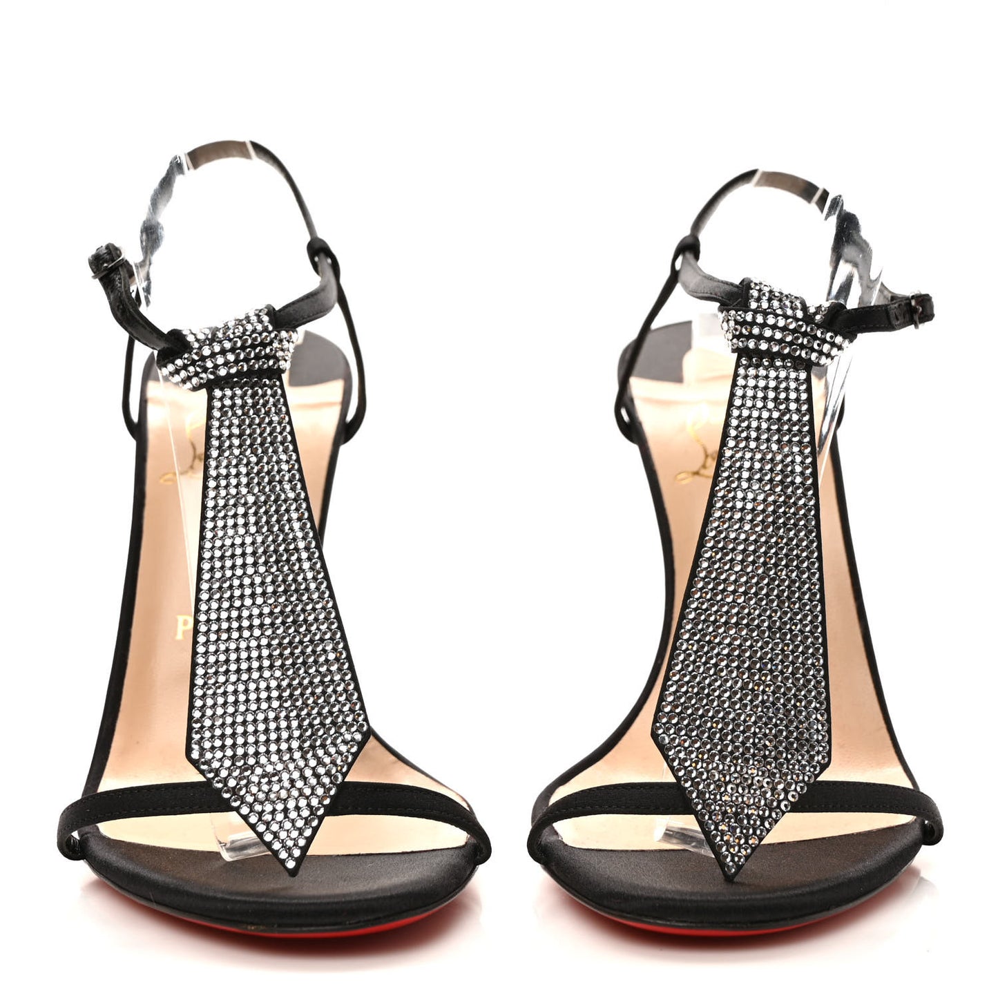 Satin Crepe Strass T Cab 100 T-Strap Sandals 38 Black