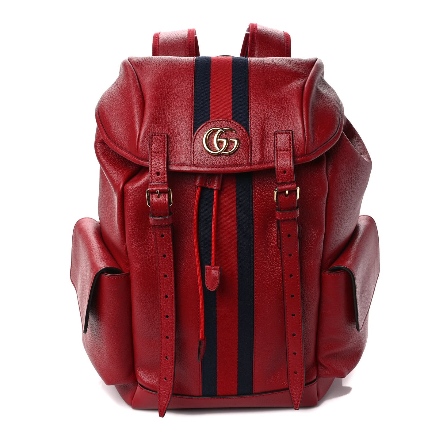 Grained Calfskin Medium Ophidia Double Buckle Backpack Red
