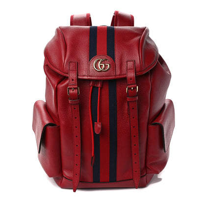 Gucci Grained Calfskin Medium Ophidia Double Buckle Backpack Red 1 of 8