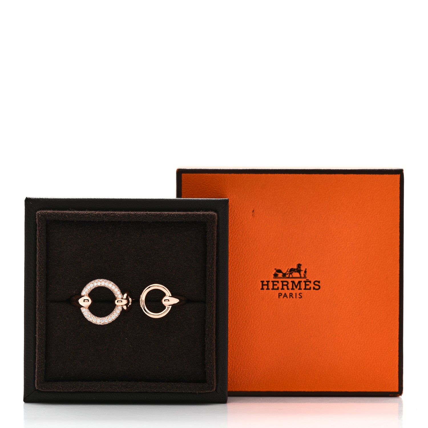 Hermes 18K Rose Gold Diamond Filet d'Or Double Ring 52 6 5 of 5