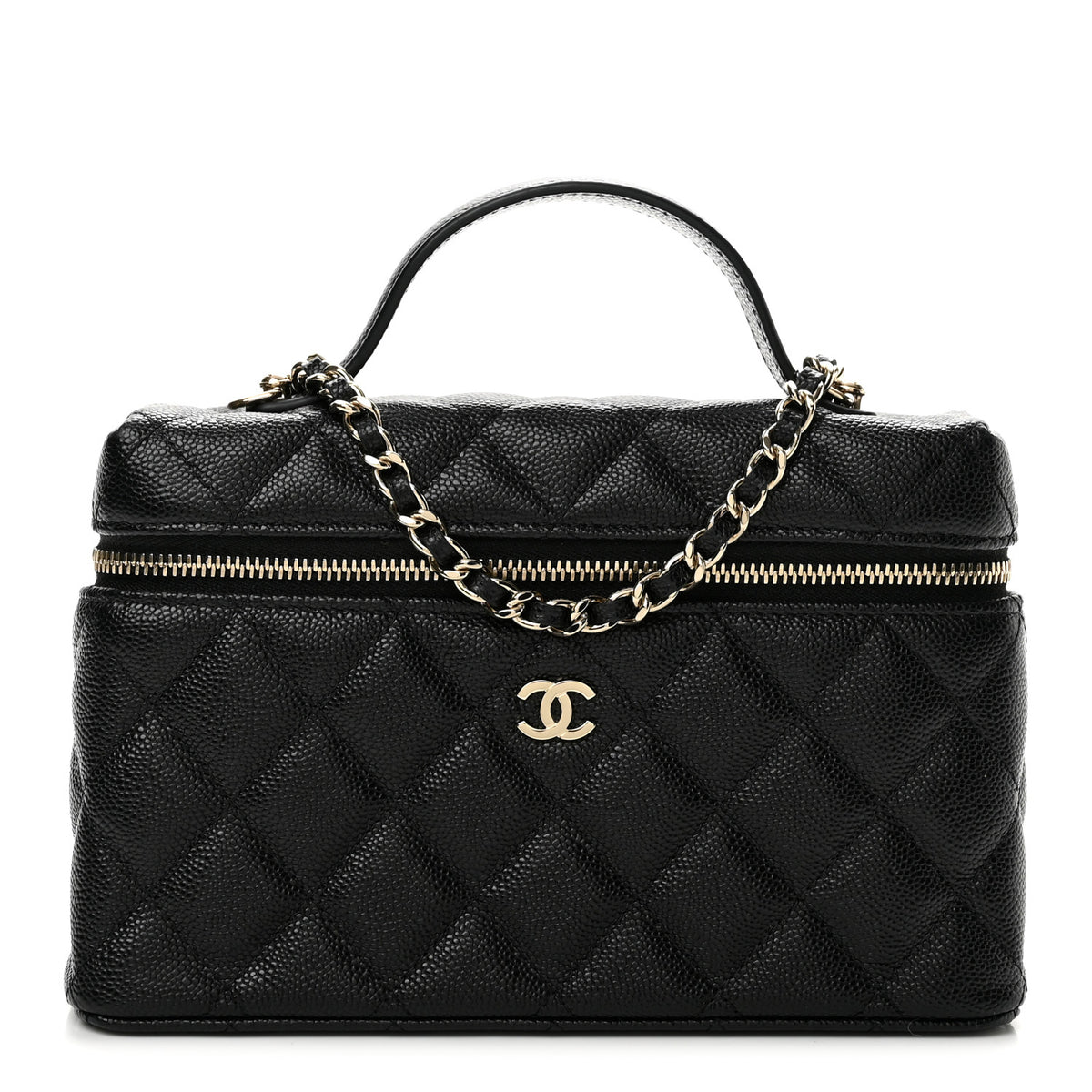 Chanel Caviar Quilted Top Handle Slim Vanity With Chain Black 1 of 12