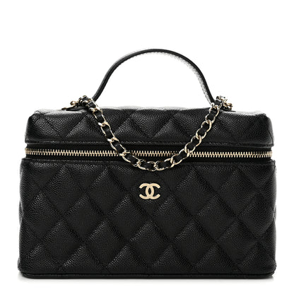 Chanel Caviar Quilted Top Handle Slim Vanity With Chain Black 1 of 12