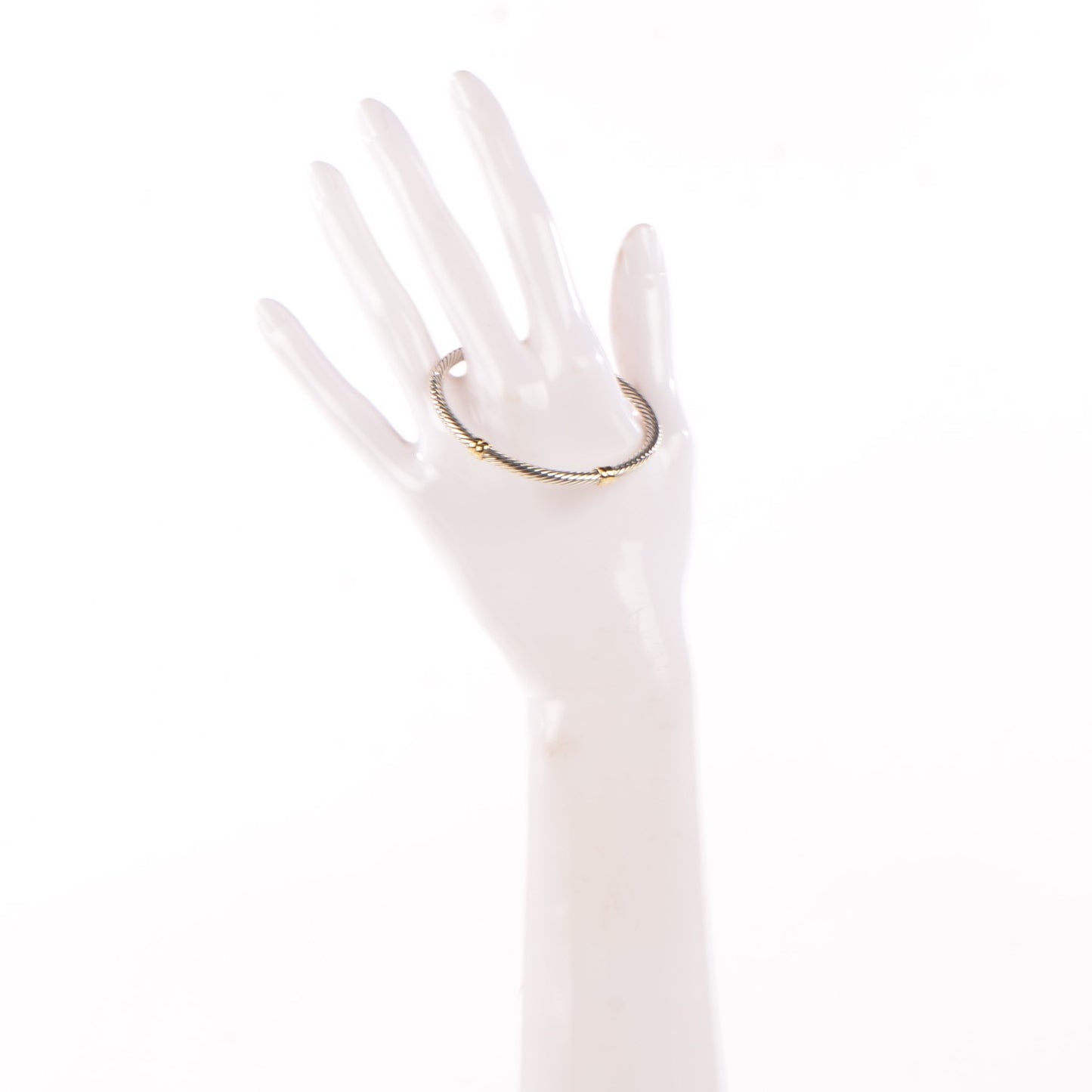 Sterling Silver 14K Yellow Gold Cable Classics Two Station Bracelet