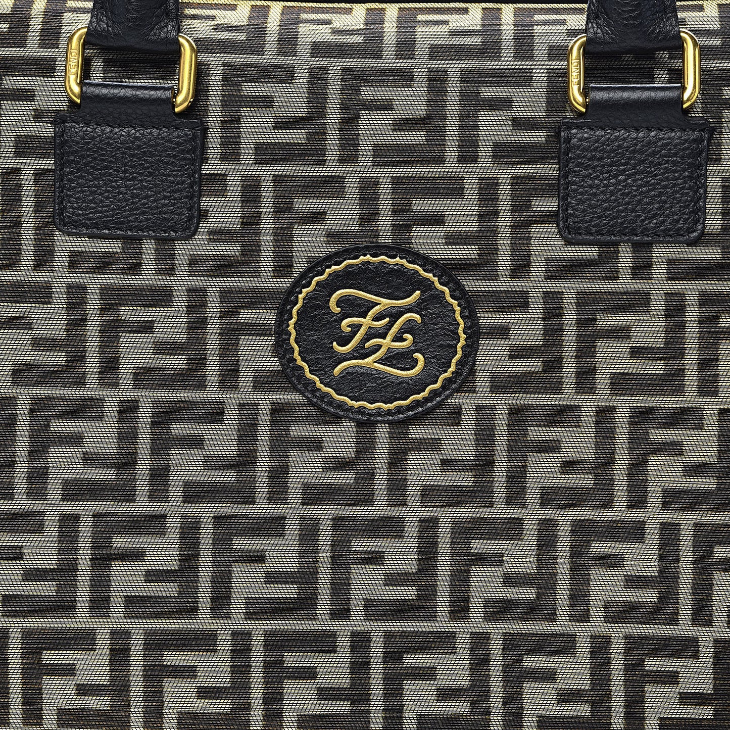 Fabric Jacquard Cuoio Roma FF Metallic Thread Karligraphy Weekender Gold Black