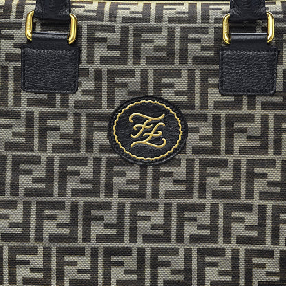 Fendi Fabric Jacquard Cuoio Roma FF Metallic Thread Karligraphy Weekender Gold Black 10 of 10