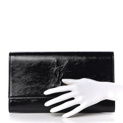 Saint Laurent Textured Patent Monogram Small Belle De Jour Clutch Black 2 of 6