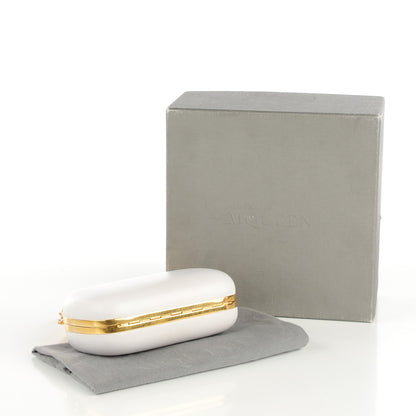 Alexander McQueen Nappa Pearl Crystal Knuckle Duster Box Clutch White 4 of 8