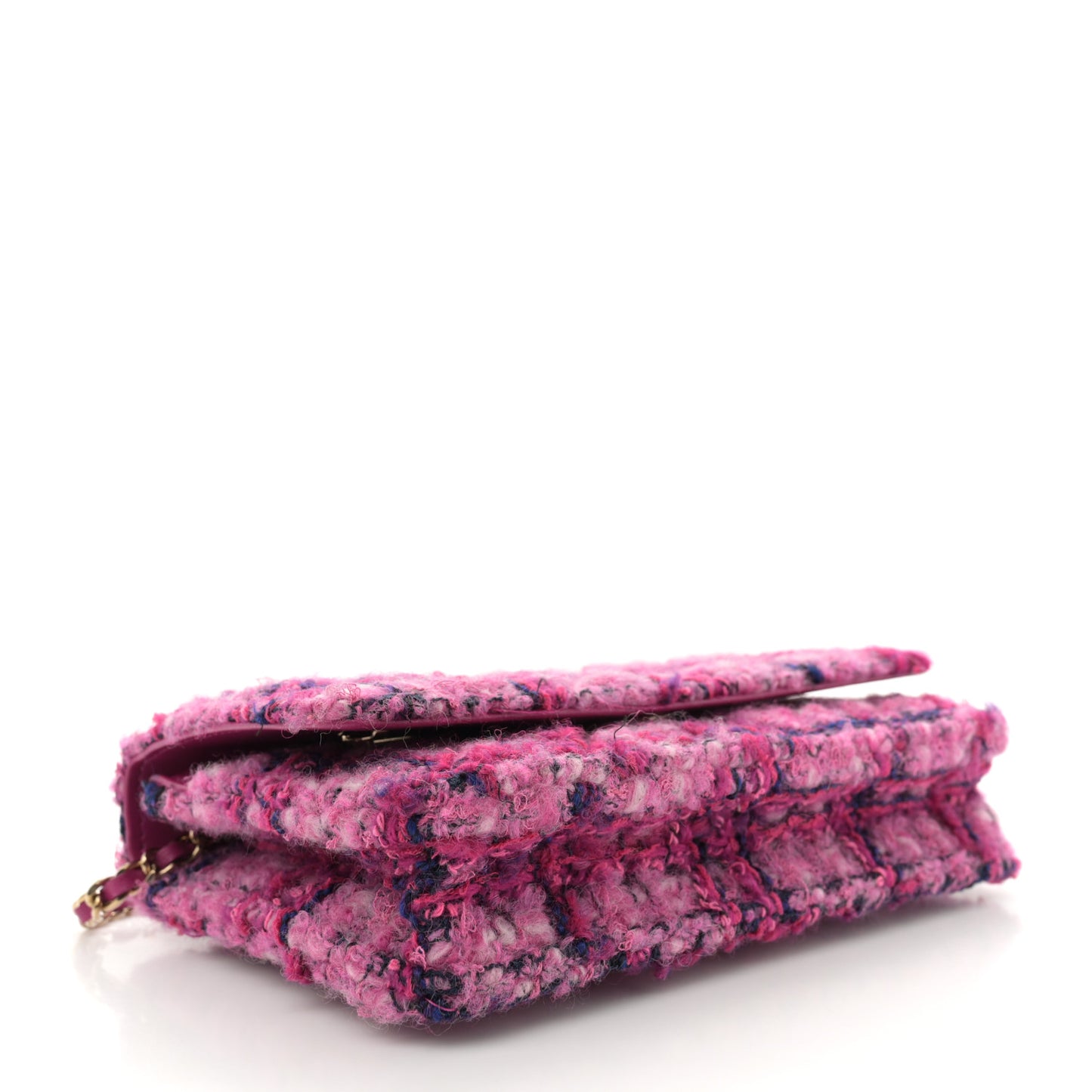 Tweed Quilted Wallet On Chain WOC Fuchsia Purple