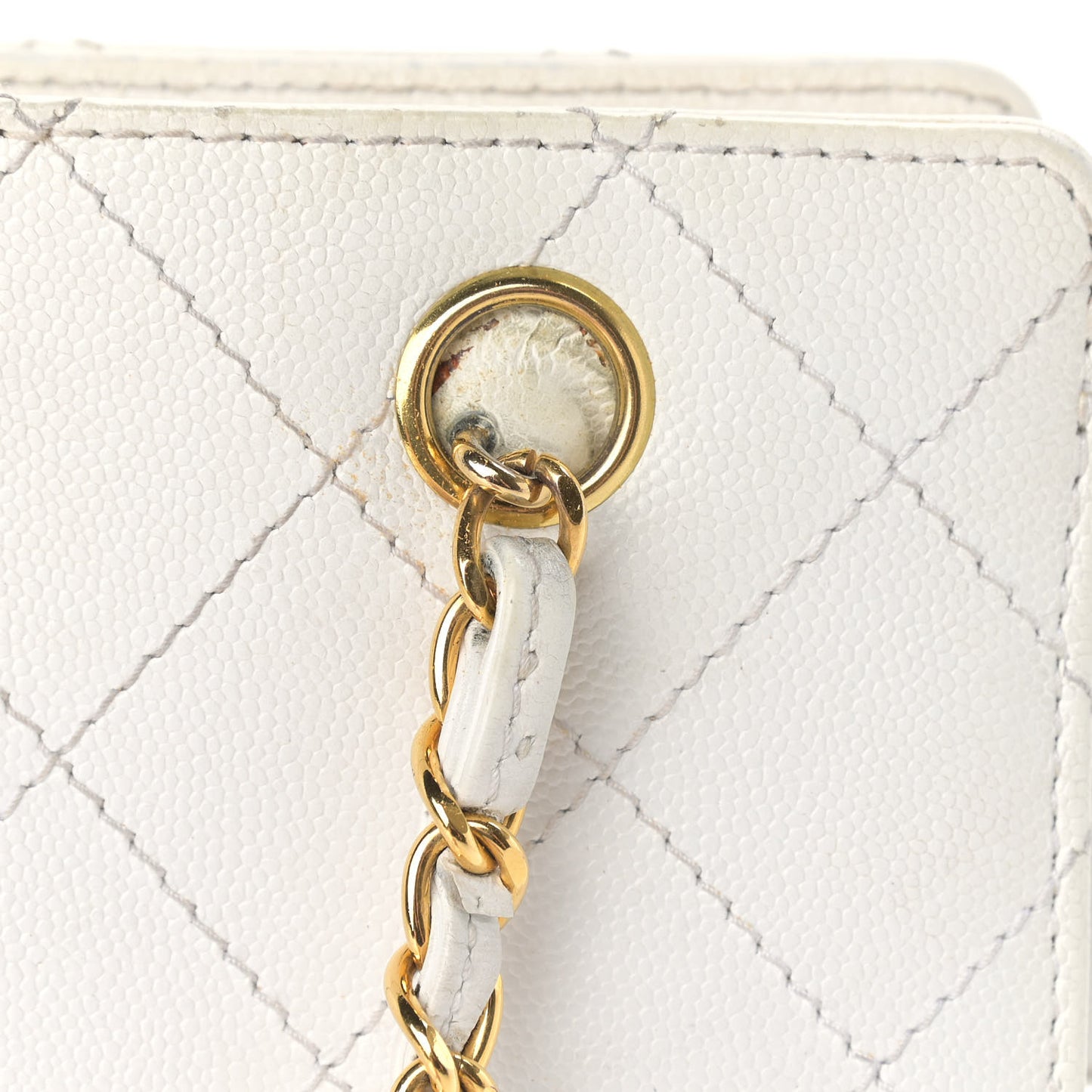 Caviar Stitched Shoulder Bag White