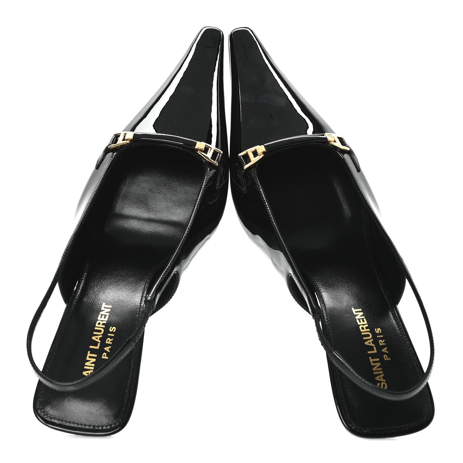 Saint Laurent Patent Carine 55 Slingback Pumps 37 Black 2 of 11