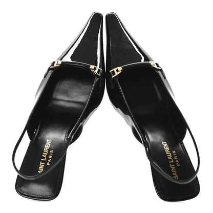 Saint Laurent Patent Carine 55 Slingback Pumps 37 Black 2 of 11