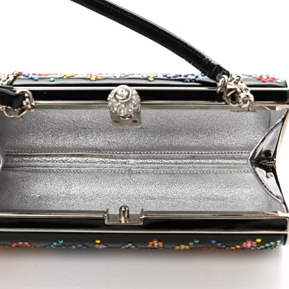 Judith Leiber Patent Crystal Floral Clutch Black Multicolor 4 of 7