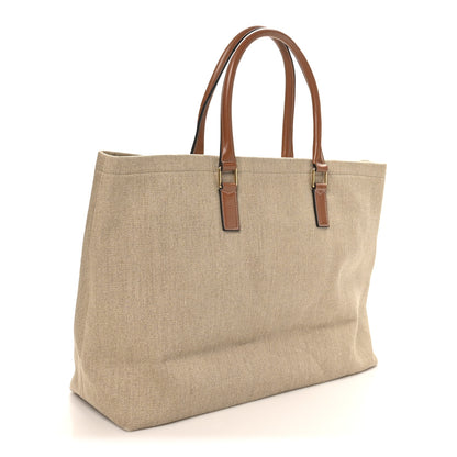 Celine Canvas Calfskin Paris Horizontal Cabas Tan 3 of 10