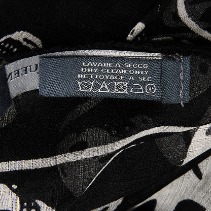 Alexander McQueen Silk Chiffon Skull Scarf Black Ivory 6 of 6