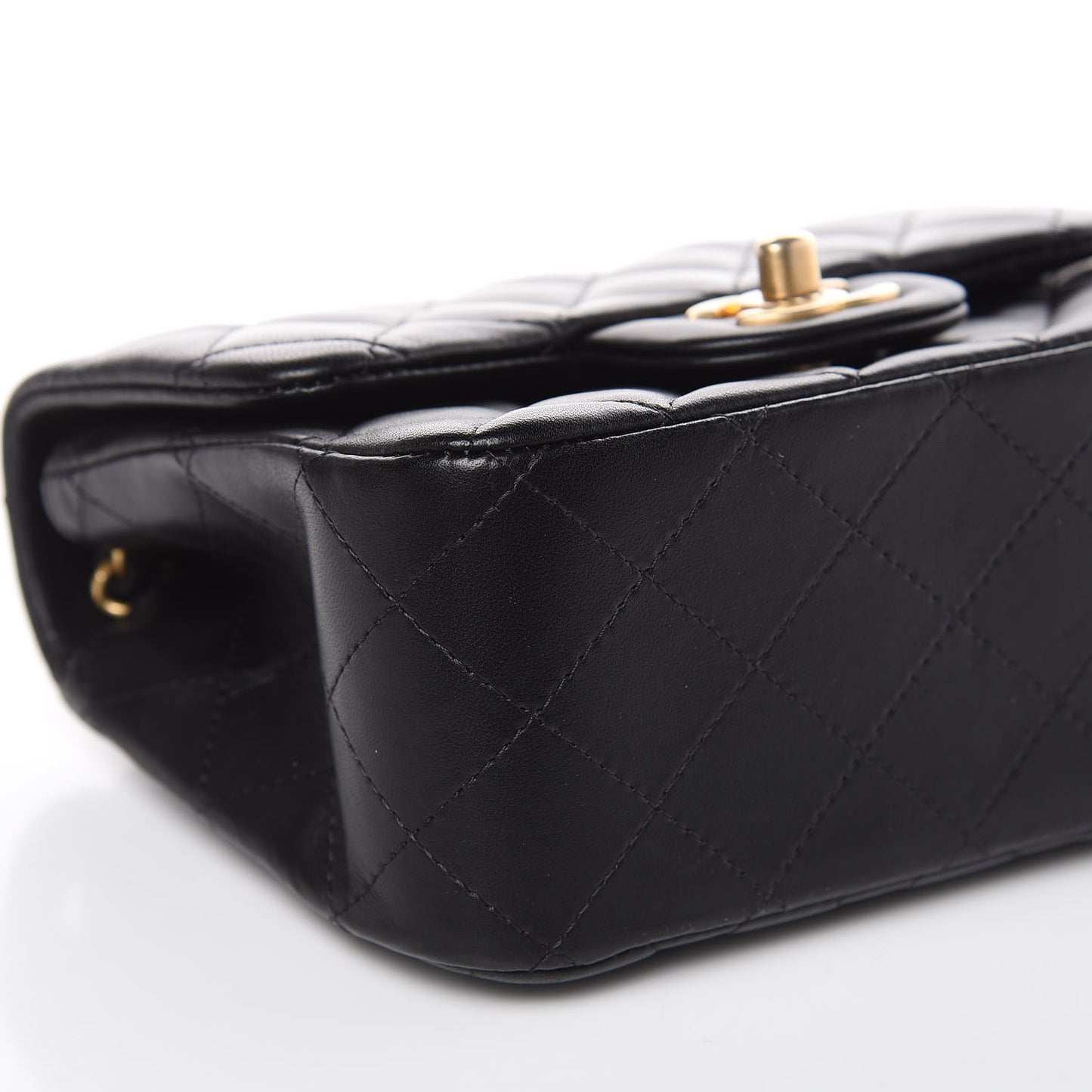 Lambskin Quilted Mini Square Flap Black