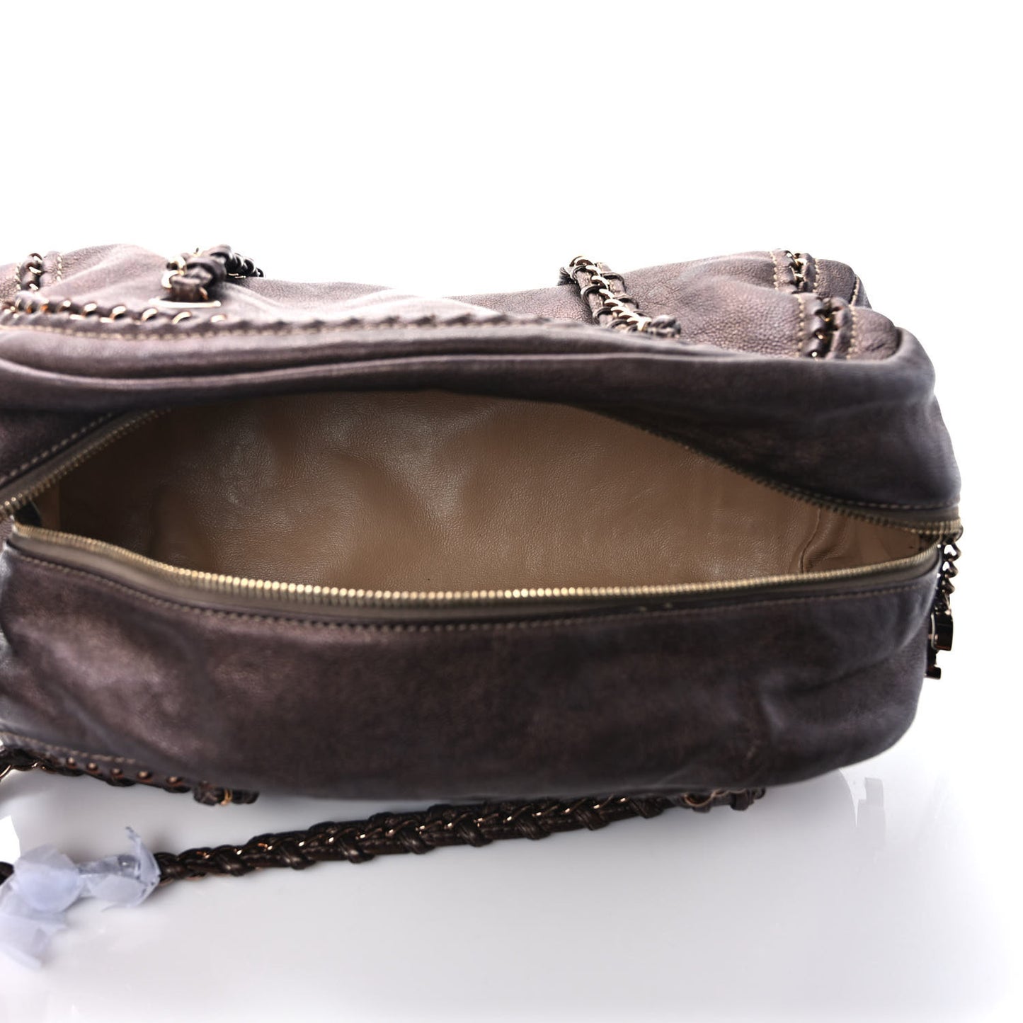 Metallic Goatskin Medium Luxe Ligne Bowler Bronze