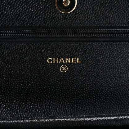 Chanel Caviar Quilted Chain CC Wallet On Chain WOC Black 6 of 11