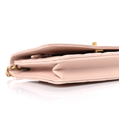 Chanel Lambskin Quilted CC Pearl Crush Wallet on Chain WOC Light Beige 9 of 11