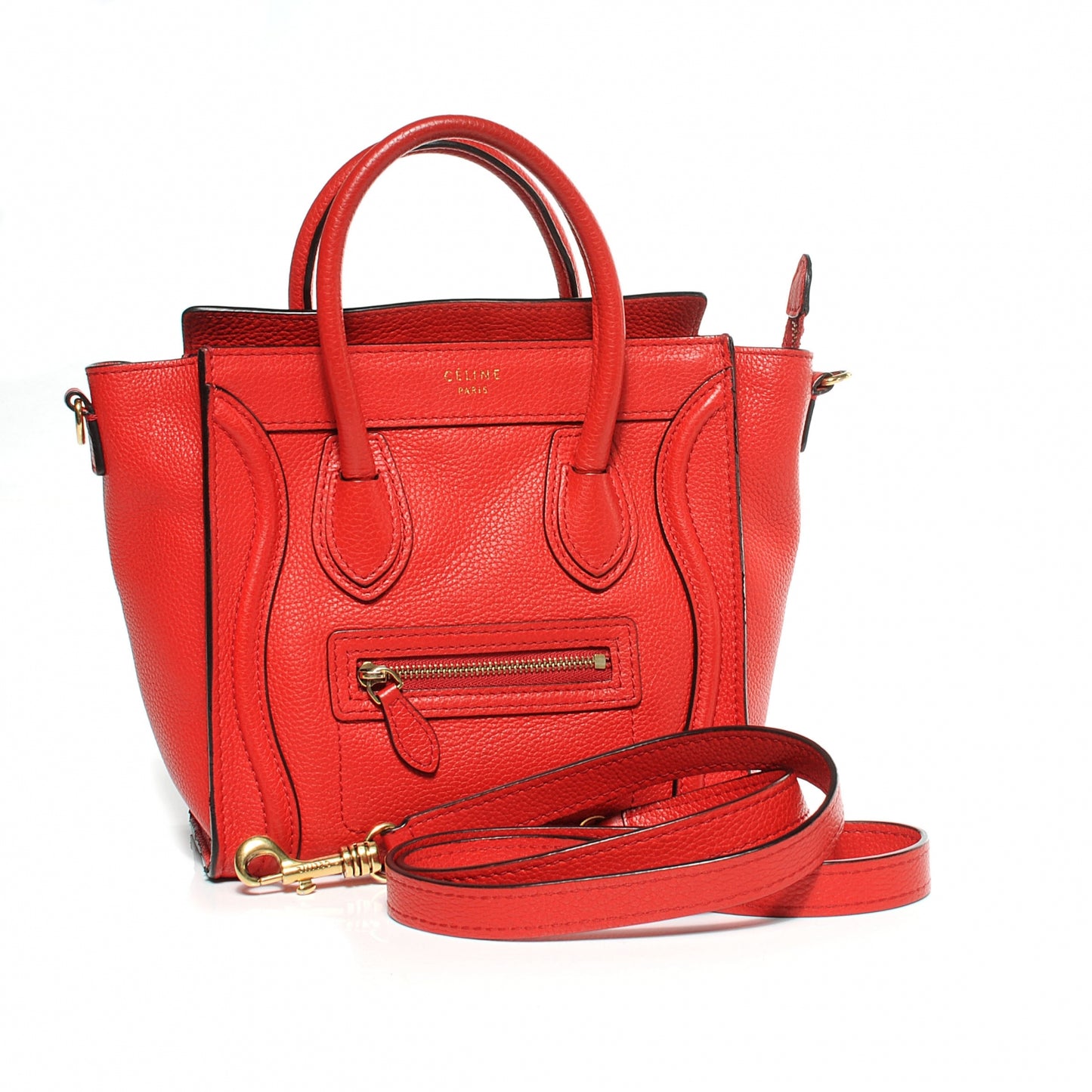 Drummed Leather Nano Luggage Coquelicot